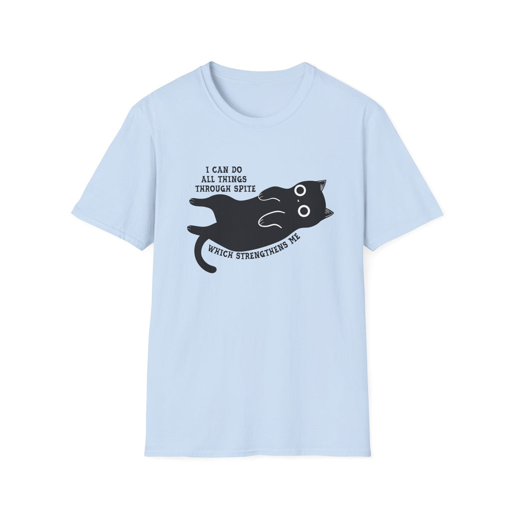 Additional photo of Cat Graphic — "I Can Do All Things Through Spit" Cute Funny Cat T-shirt