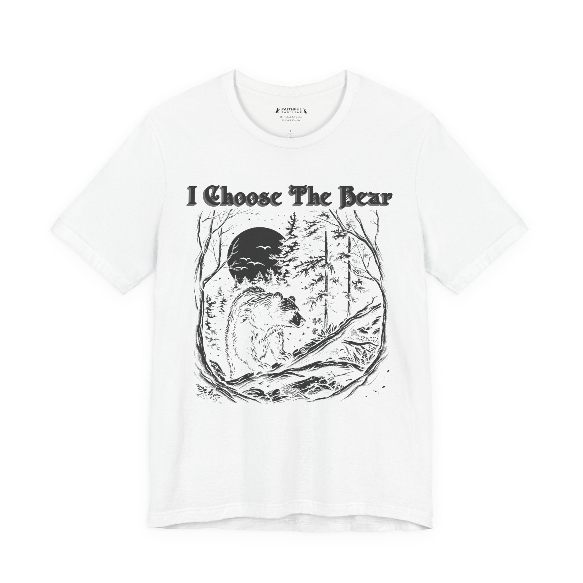 I Choose The Bear Graphic Tee — Moonlit Forest Bear Shirt for Outdoorsy Feminists