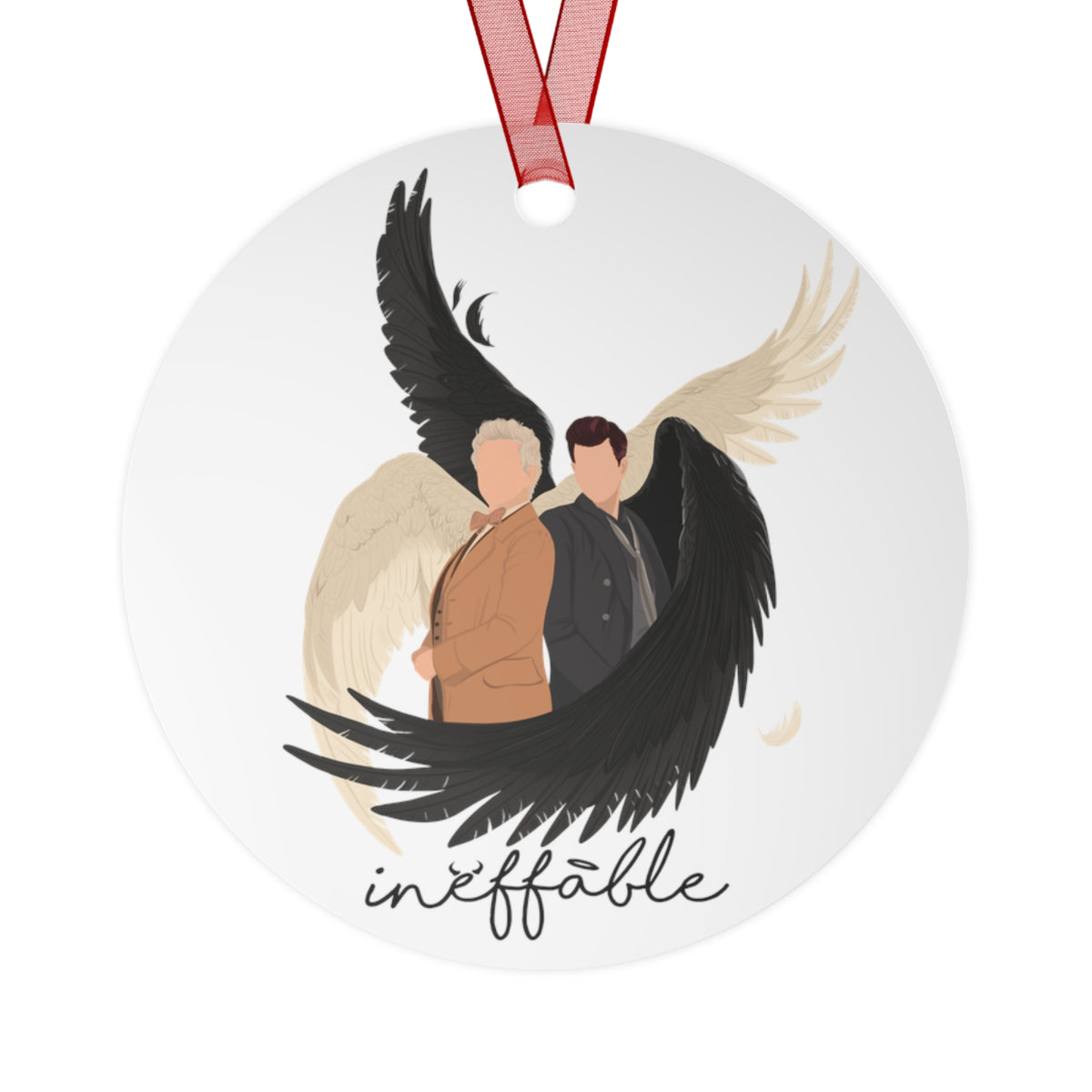 Good Omens Aziraphale & Crowley Metal ornament featuring Ineffable Husbands Christmas Decor
