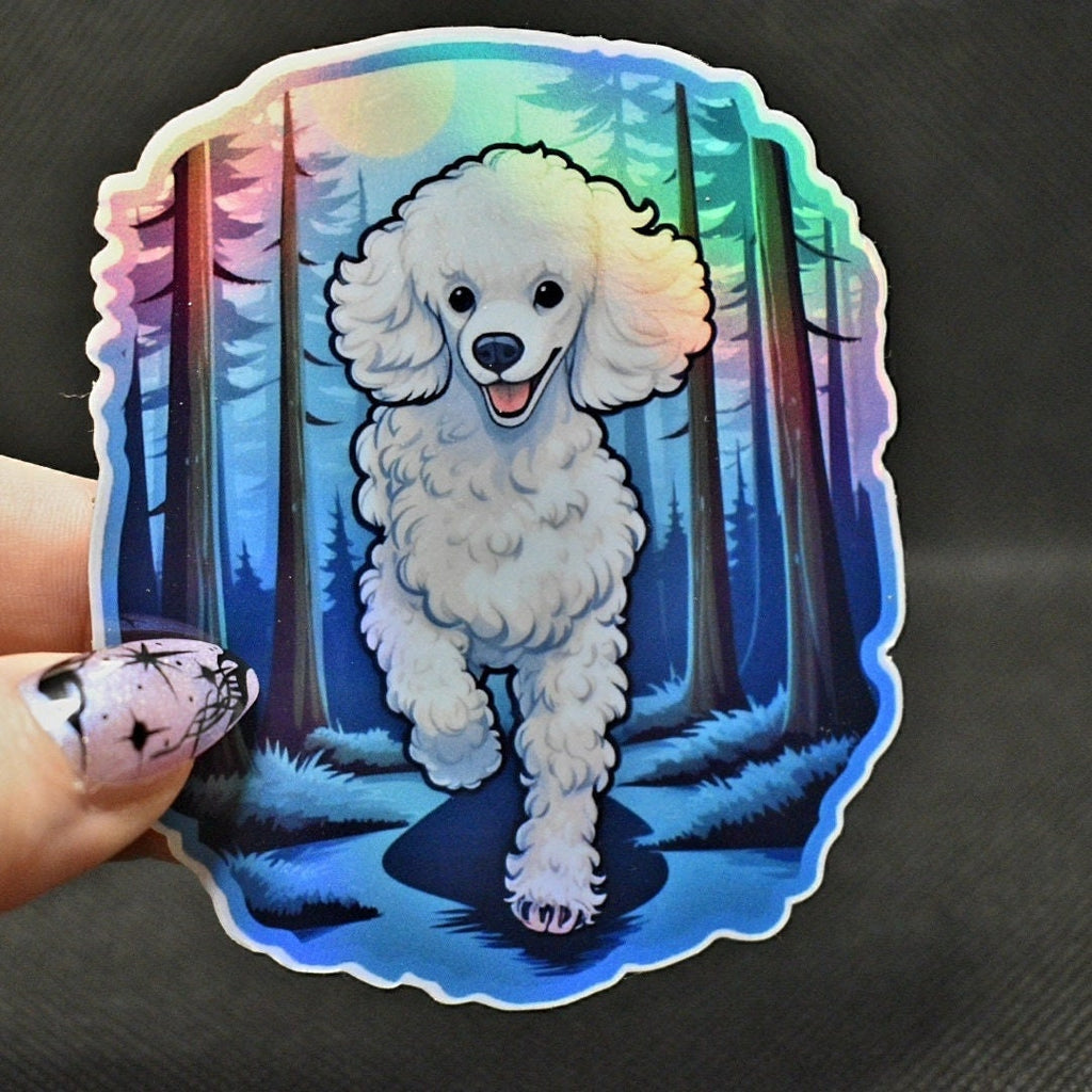 Poodle Familiar Sticker: Holographic Dog Lover Decal