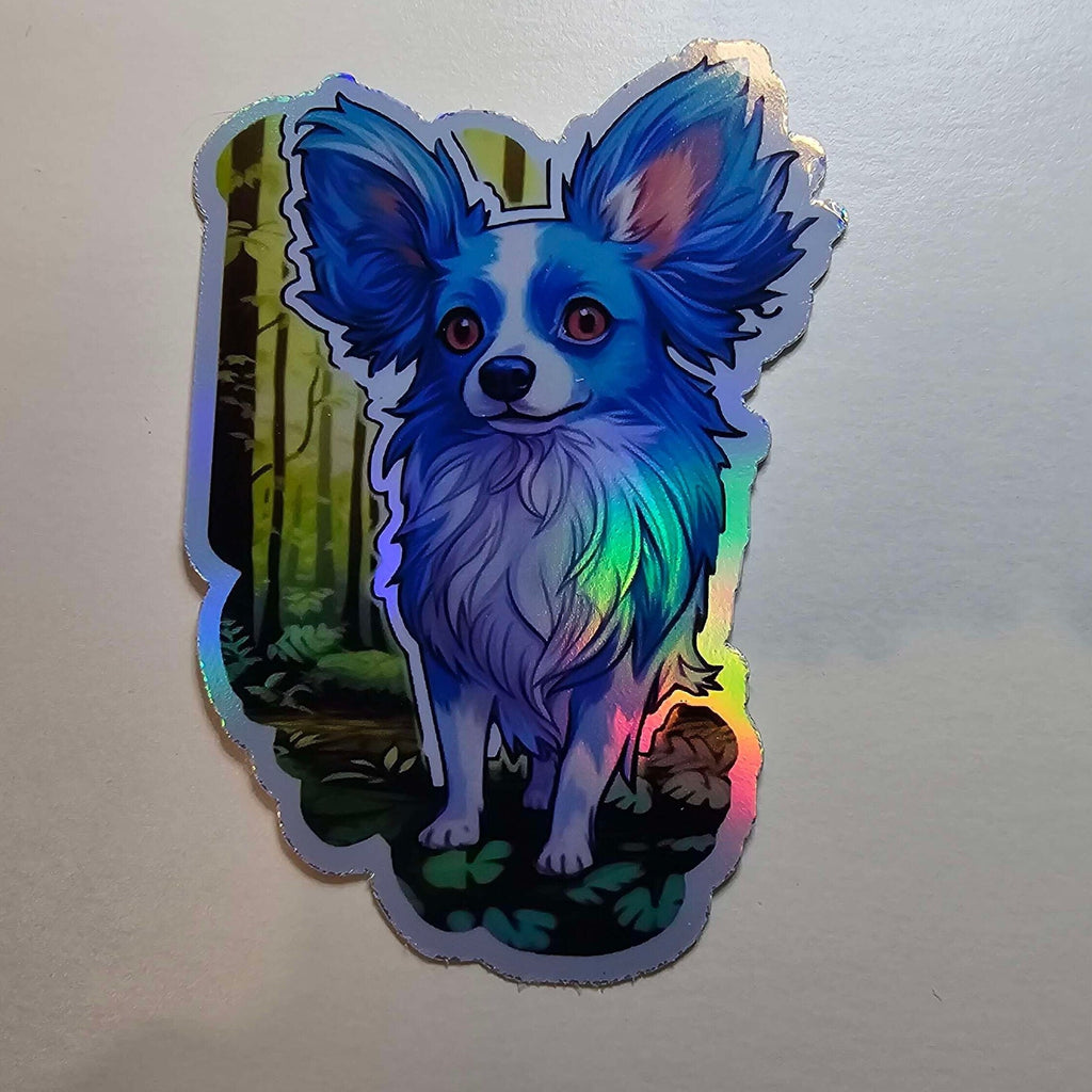 Papillon Dog Sticker: Elegant Vinyl Decal, Dog Lover Gift, Holographic Option