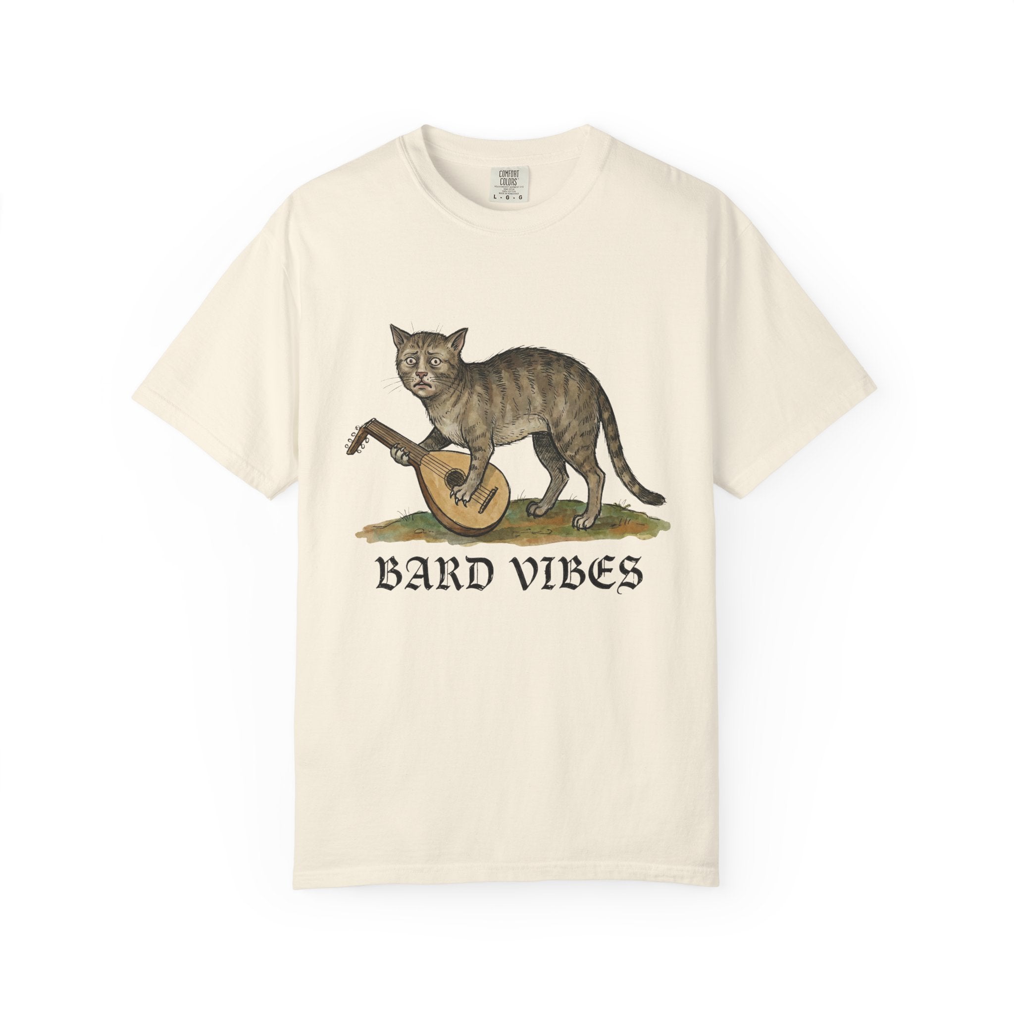 Bard Vibes Cat Shirt | Medieval Cat Art Tee, Funny Folk Fantasy Shirt, Music Lover Gift, DnD Bard Aesthetic Unisex Tee