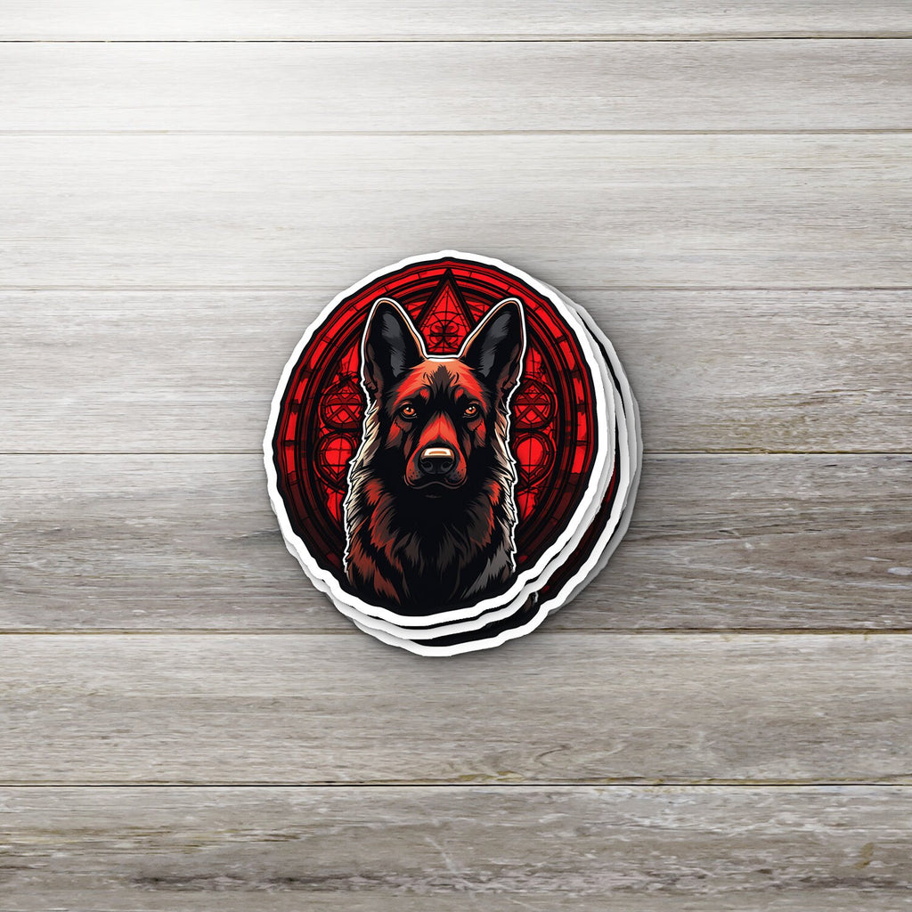 German Shepherd Witchy Holographic Sticker: Gothic Dog Breed Familiar