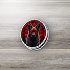 German Shepherd Witchy Familiar vinyl sticker featuring Gothic Holographic Dog Decal