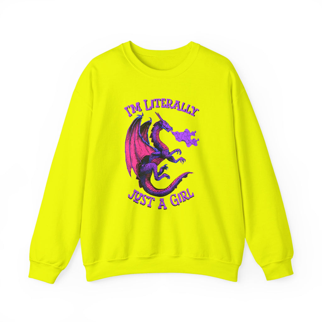 Retro Dragon Sweatshirt Im Literally Just a Girl Monster Girl Aesthetic 80s Fantasy Crewneck