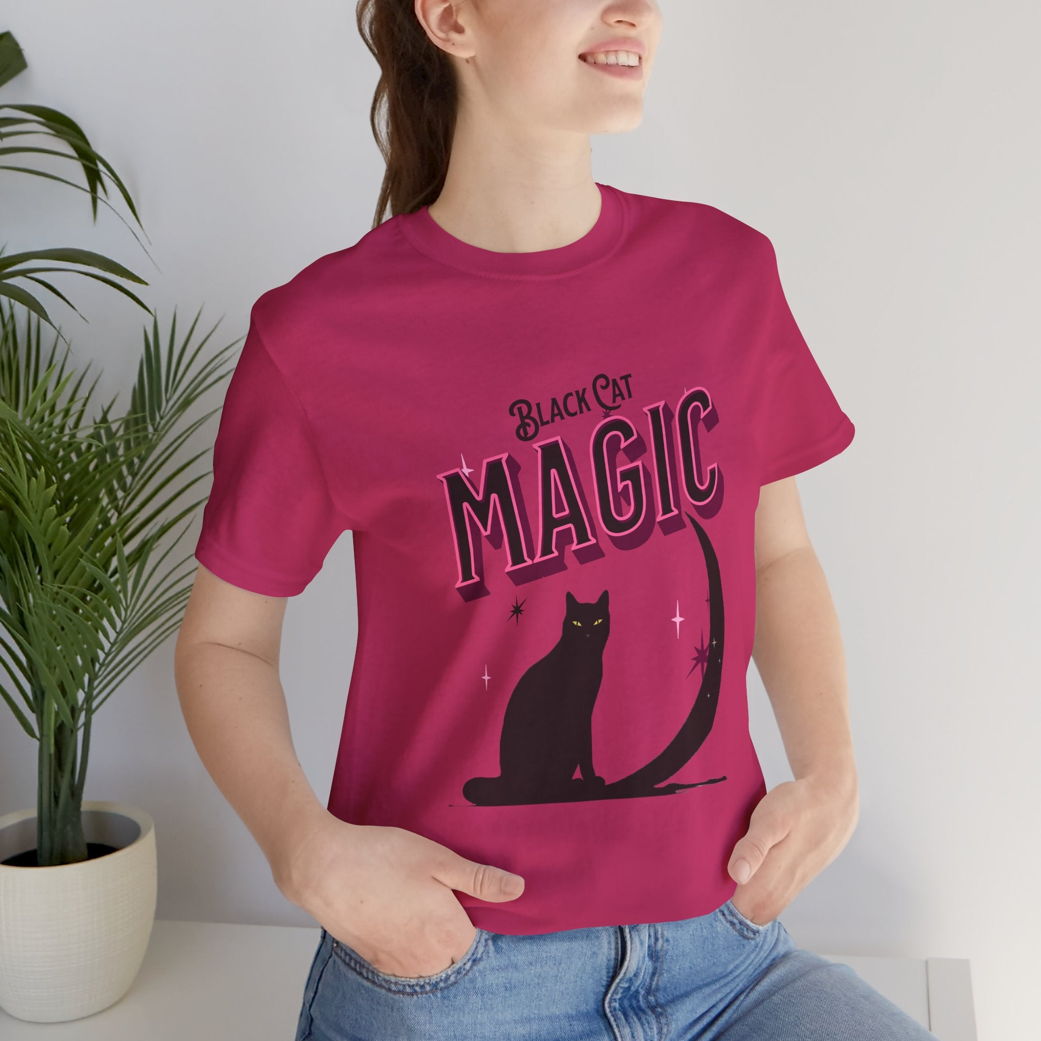 Black Cat Magic T‑Shirt — Halloween Moon Cat Graphic Tee