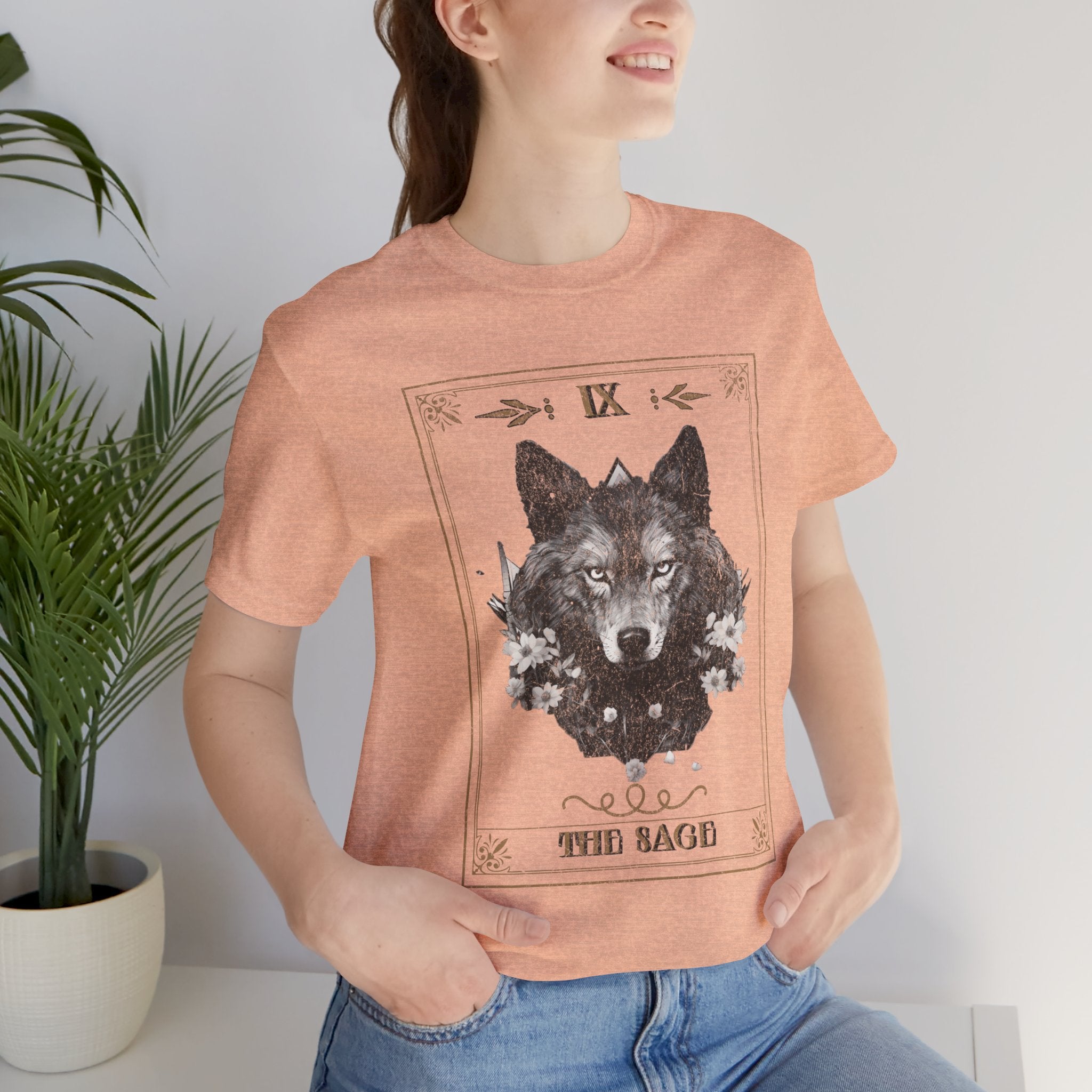 Wolf Tarot Graphic Tee — "The Sage" Vintage Wolf Illustration T-Shirt