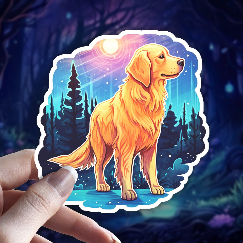 Witchy Golden Retriever Sticker: Holographic Dog Lover Decal