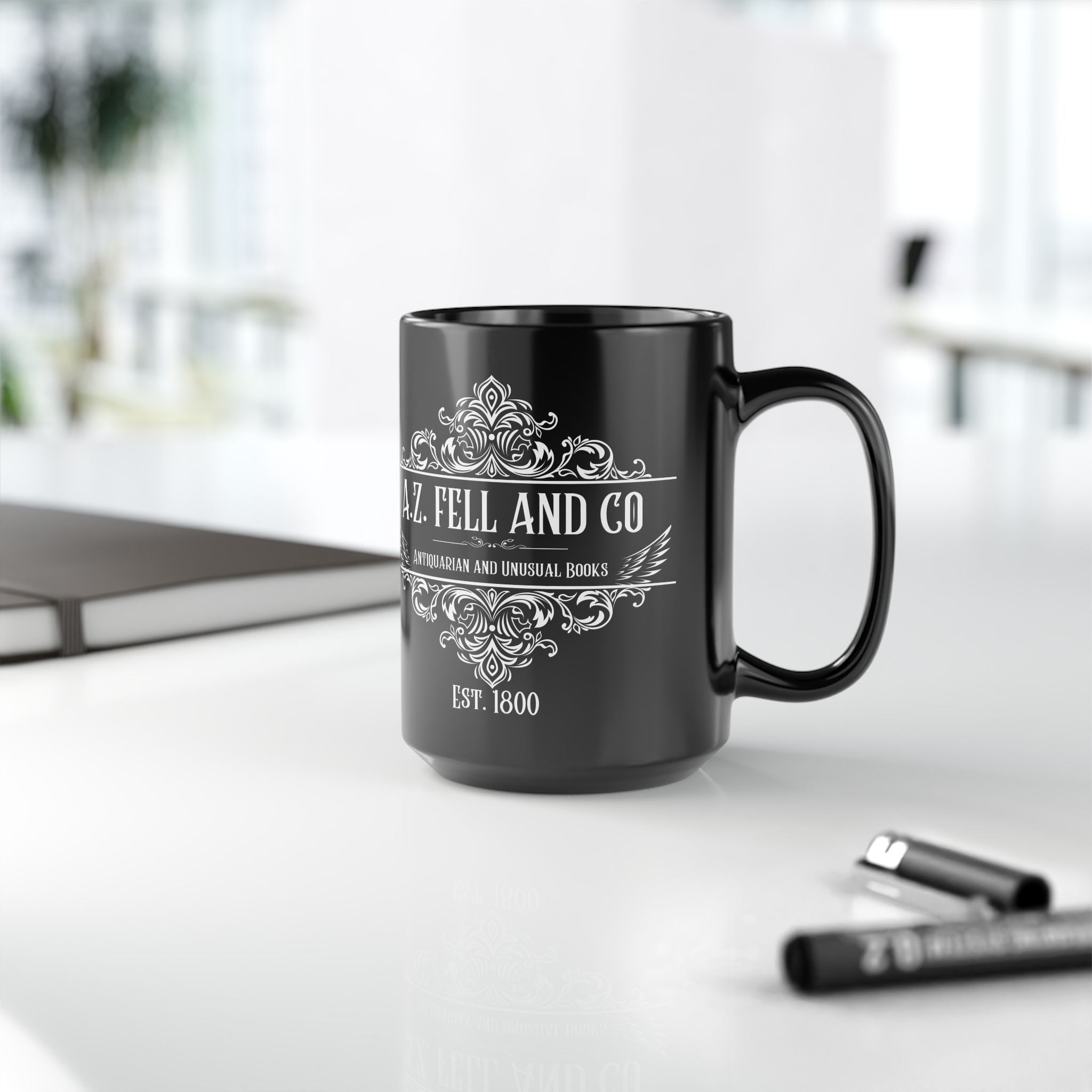 A.Z. Fell and Co Mug | Good Omens Bookshop Mug | Aziraphale Inspired Coffee Mug