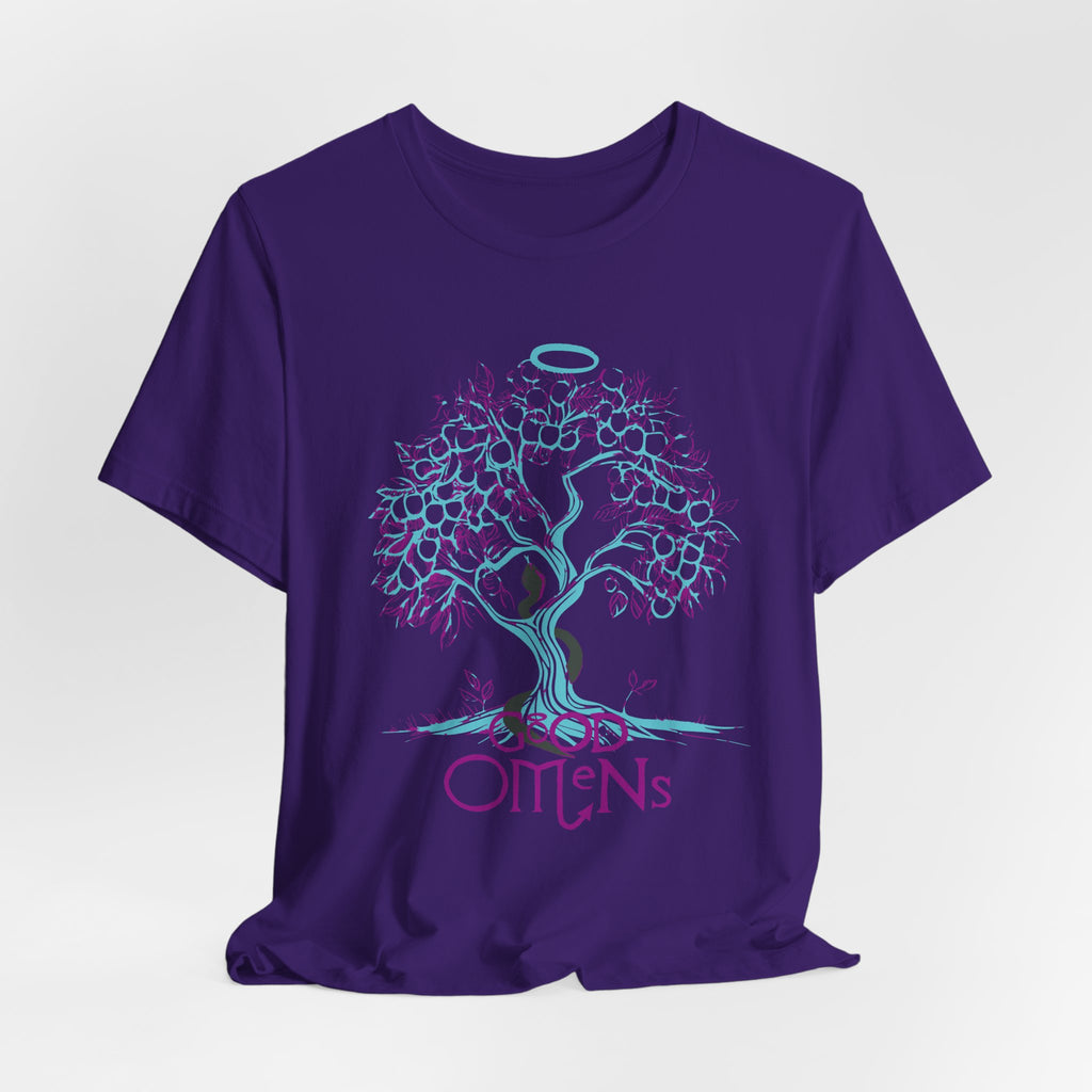 Good Omens Tree of Knowledge Doodle Aziraphale graphic shirt featuring Comic Con Fandom Jersey Short Sleeve Tee