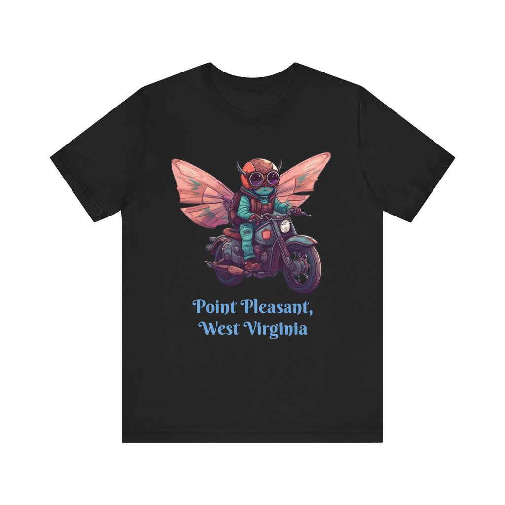 Little Mothman Riding His Motorcycle Unisex Jersey Short Sleeve Tee