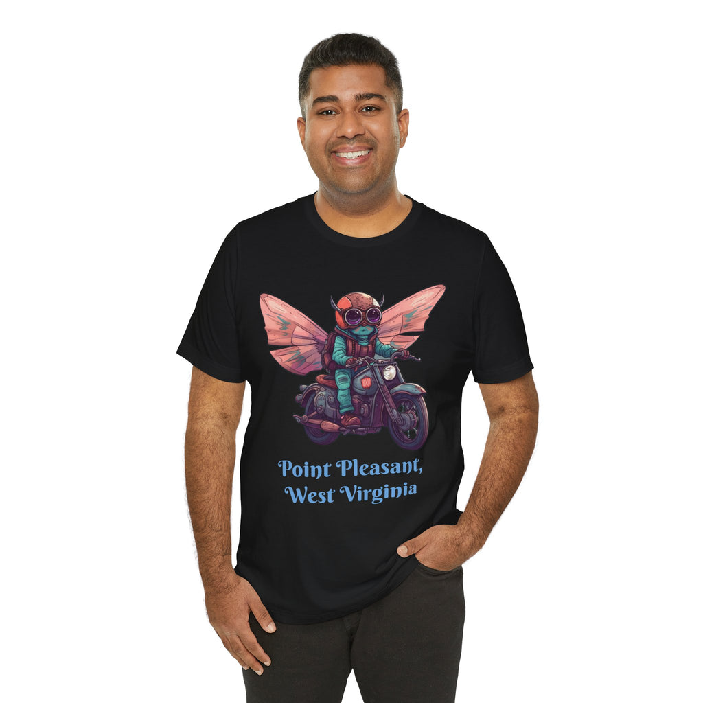 Little Mothman Riding His Motorcycle Unisex Jersey Short Sleeve Tee