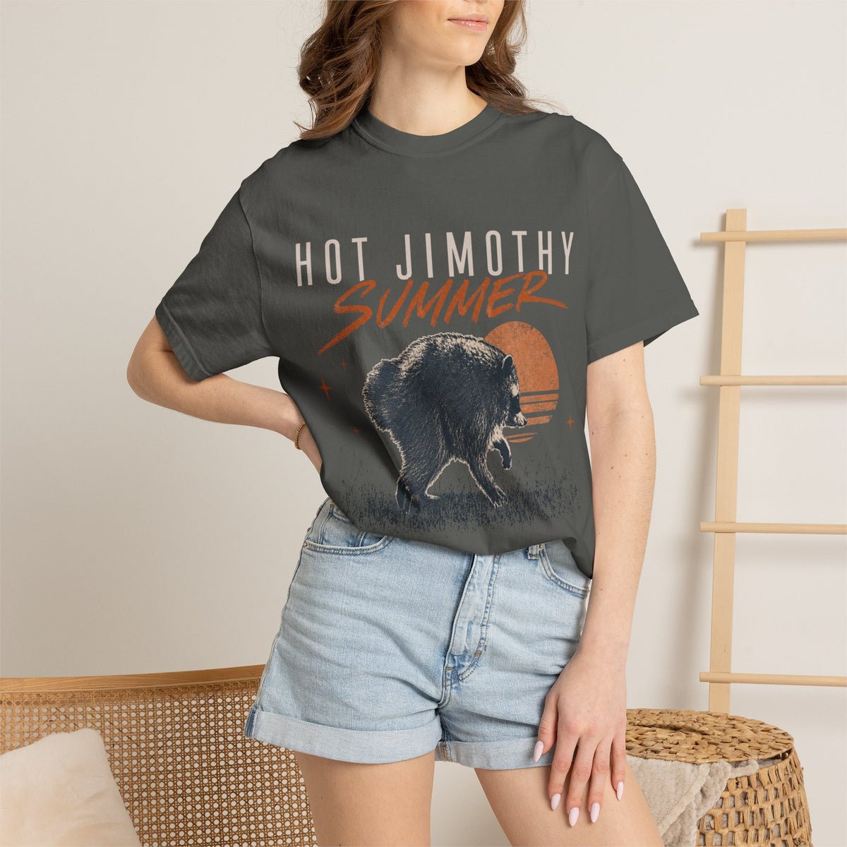Hot Jimothy Summer Raccoon graphic shirt featuring Seattle Meme Comfort Colors Graphic Tee