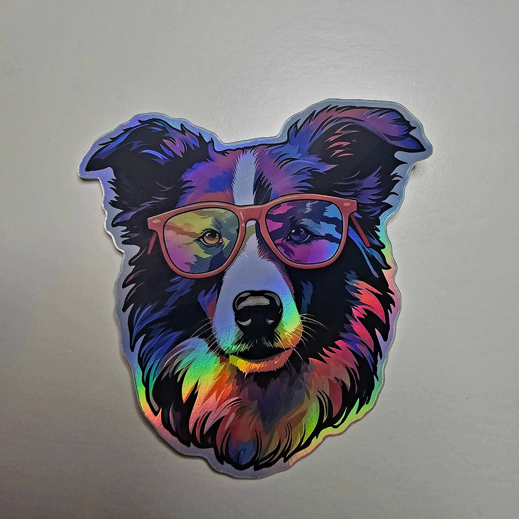 Trippy Border Collie Sticker: Boho Dog Mom Gift