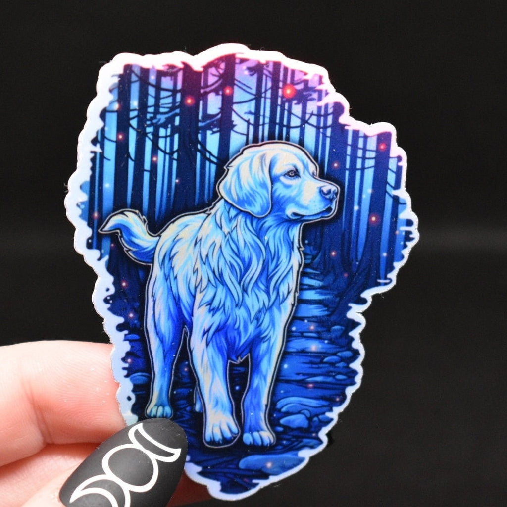 Pyrenees Familiar Holographic Sticker, Witchy Dog Gift