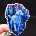 Pyrenees Familiar Holographic Sticker, Witchy Dog Gift