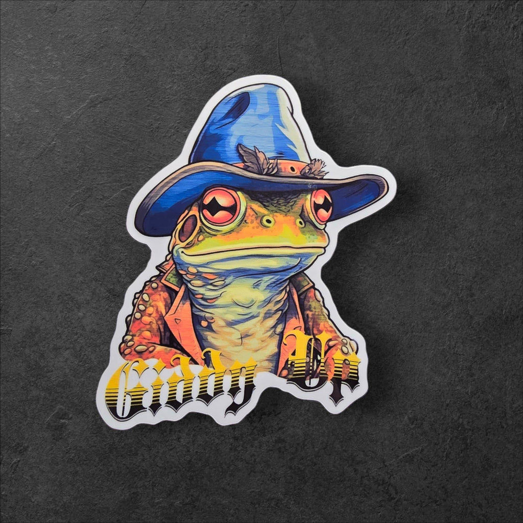 Cowboy Frog Giddy Up Sticker: Fun Western Decal