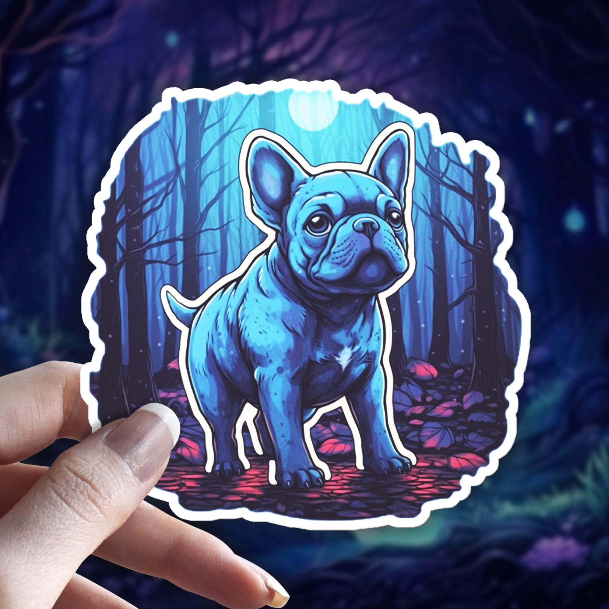 Witchy French Bulldog Familiar Sticker: Holographic Dog Lover Decal