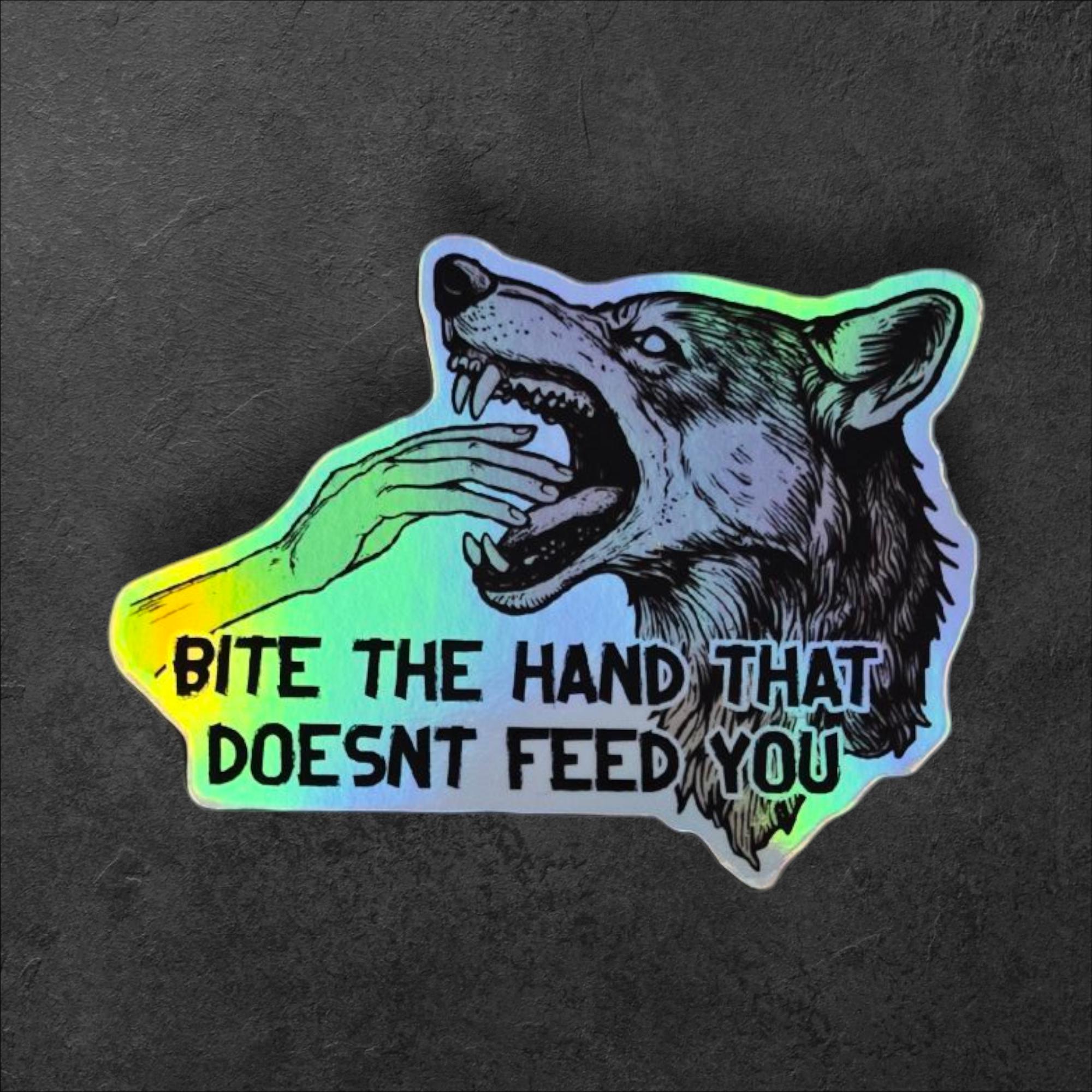 Wolf Sticker - Bite the Hand, Anti-Capitalist Vinyl Decal