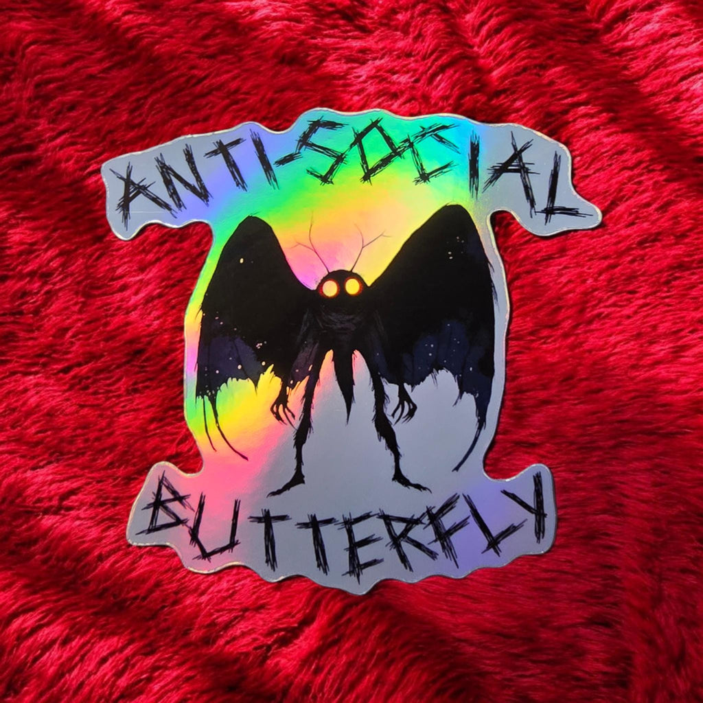 Mothman Antisocial Butterfly Vinyl Sticker: Cryptid Laptop Decal