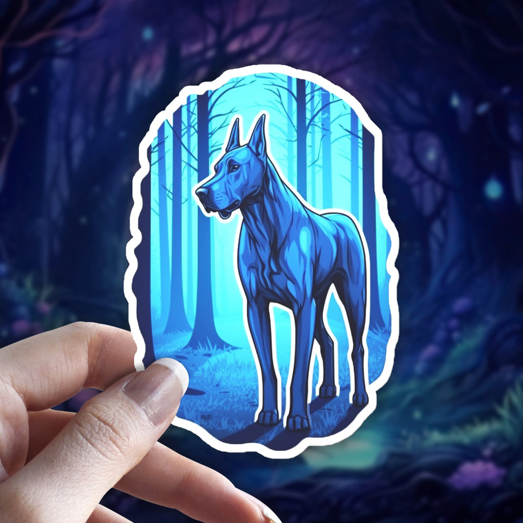 Mystical Dane Sticker, Starry Forest Holographic Decal