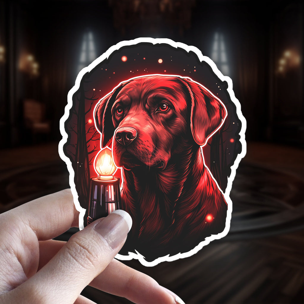 Chocolate Labrador Retriever - Familiar Witch Gothic Holographic Dog Sticker