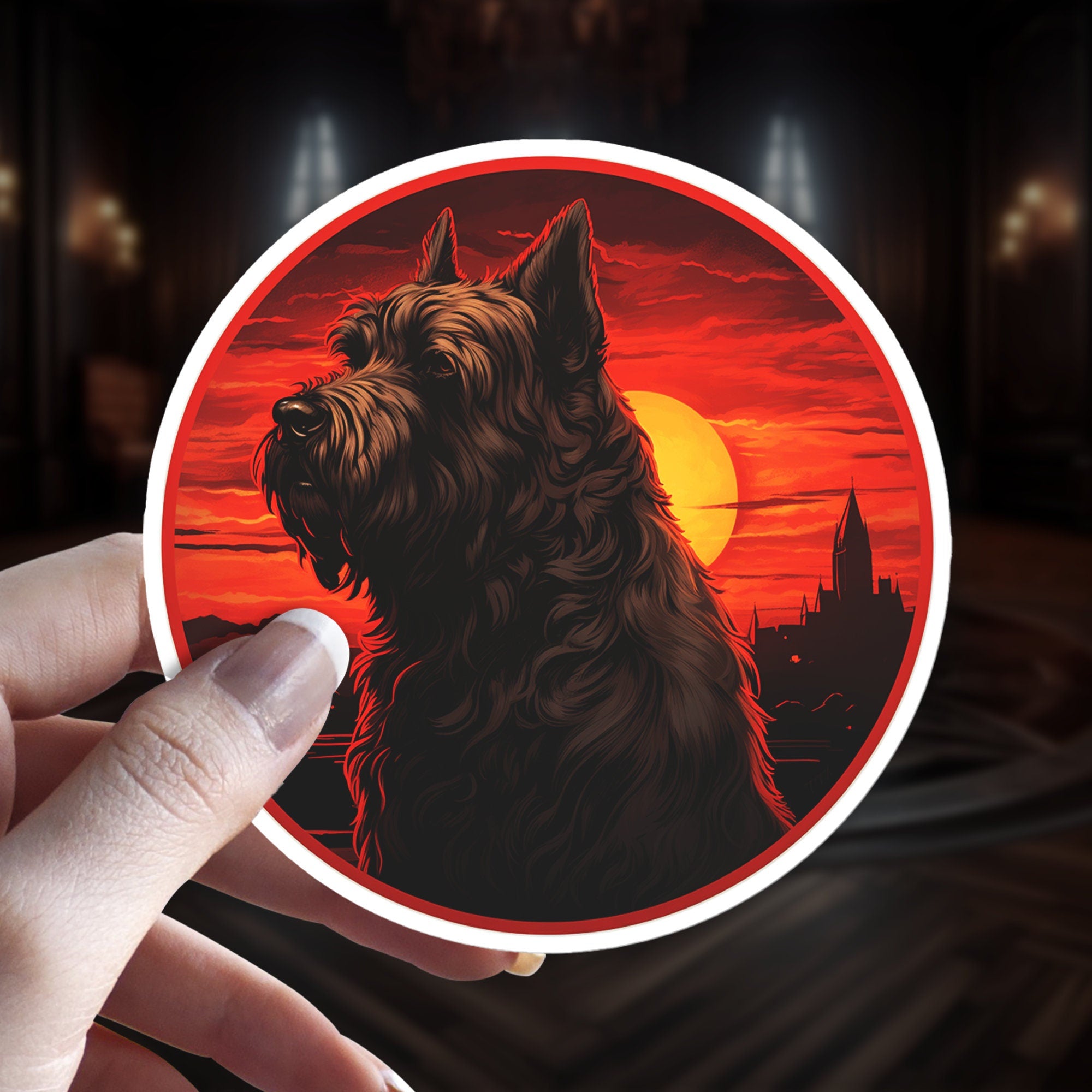 Mysterious Bouvier des Flandres - Familiar Witchy Gothic Holographic Dog Breed Sticker