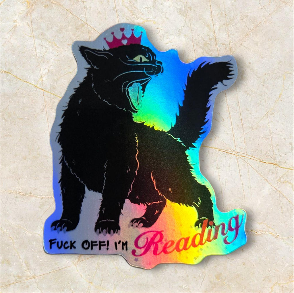 Fuck Off I'm Reading Cat Sticker: Spicy Reader,Bookworm Vinyl Decal