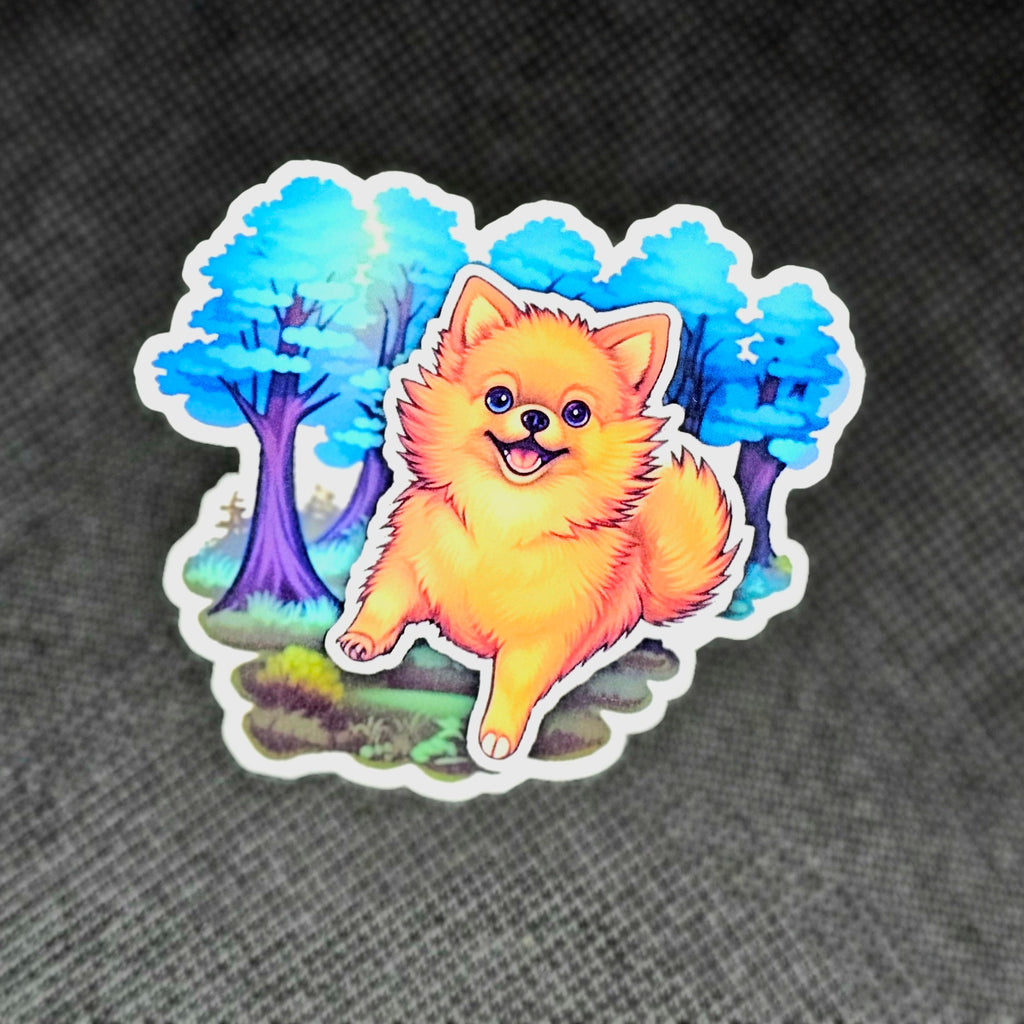 Adorable Pomeranian Decal Sticker: Optional Holographic Shine