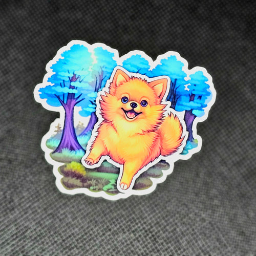 Adorable Pomeranian Decal Sticker: Optional Holographic Shine