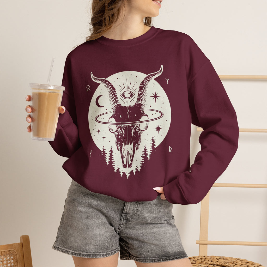 Blessed Be Sweatshirt, Occult Witchcore Crewneck, Goat Skull Sweater, Dark Witchy Aesthetic, Grunge Pagan Pullover Unisex