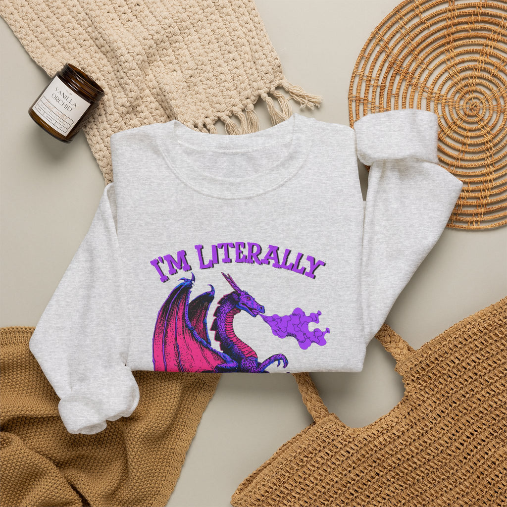 Retro Dragon Sweatshirt Im Literally Just a Girl Monster Girl Aesthetic 80s Fantasy Crewneck
