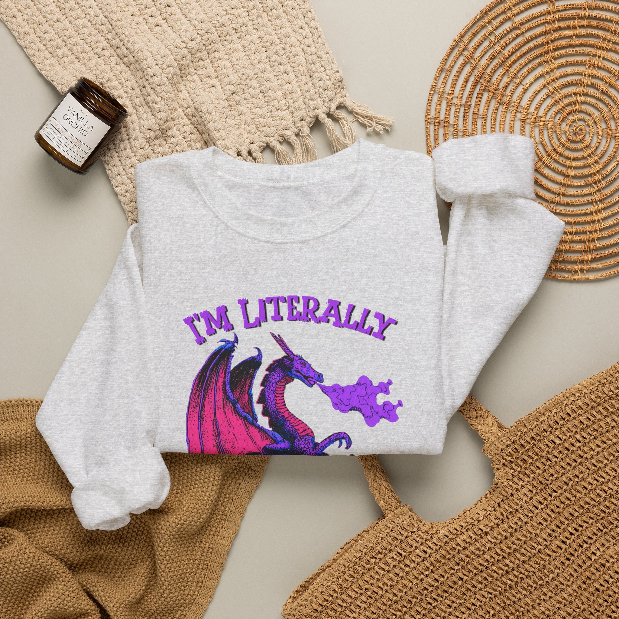 Retro Dragon Sweatshirt Im Literally Just a Girl Monster Girl Aesthetic 80s Fantasy Crewneck