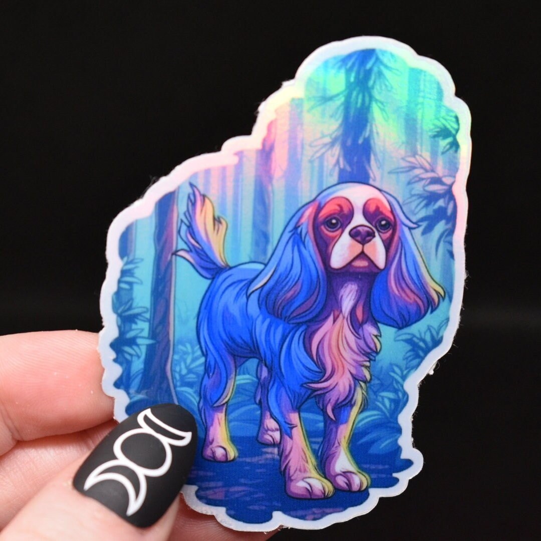 Cavalier King Charles Spaniel Sticker: Holographic Dog Lover Gift