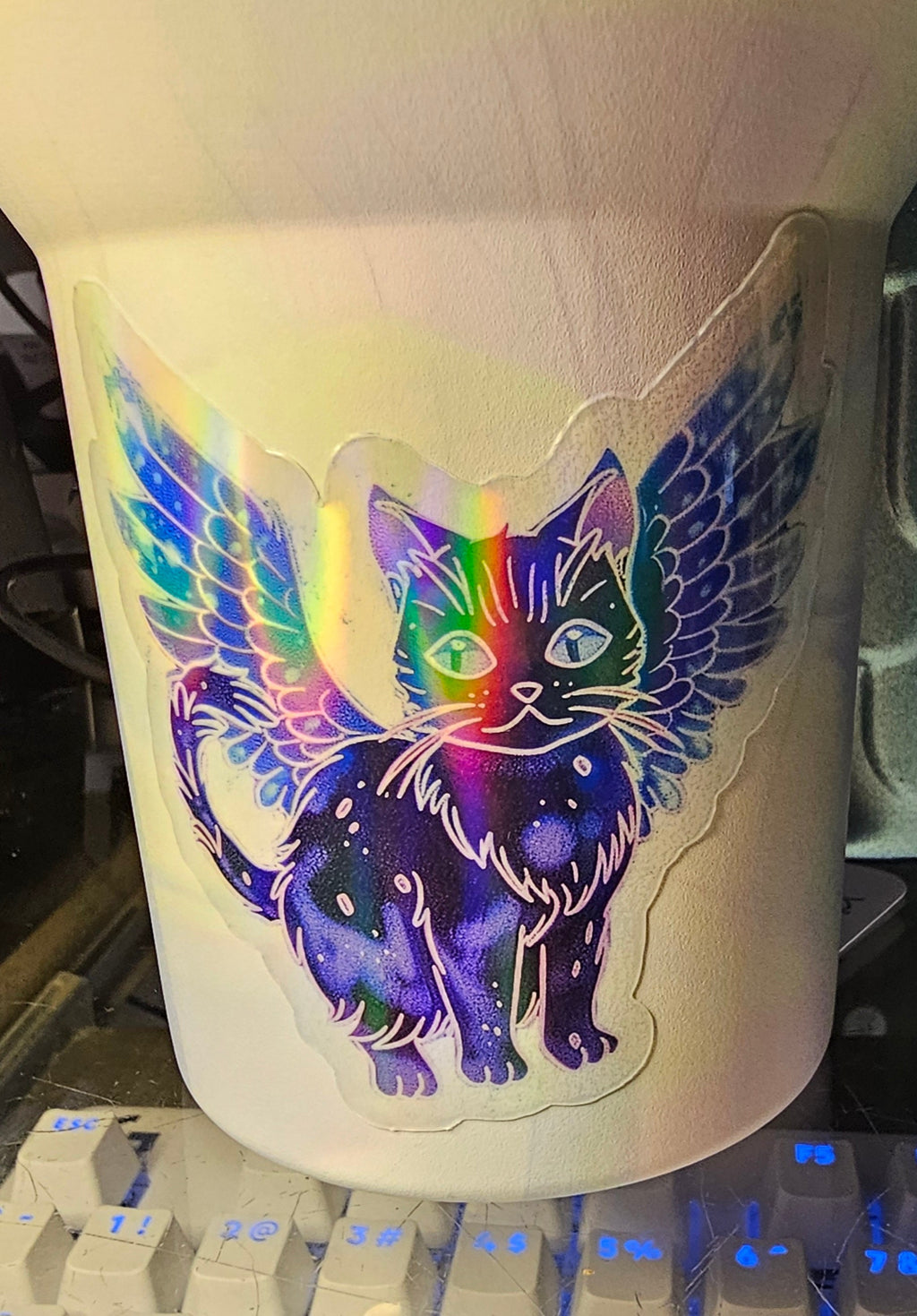 Transparent Tressym Cat Sticker – Winged Cat Fantasy Vinyl Decal