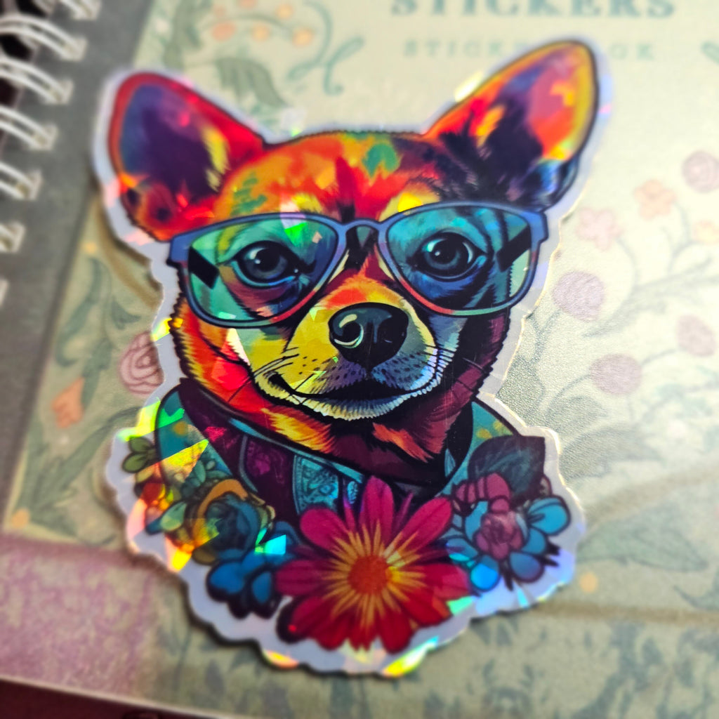 Trippy Chihuahua Sticker: Psychedelic Dog Lover Gift