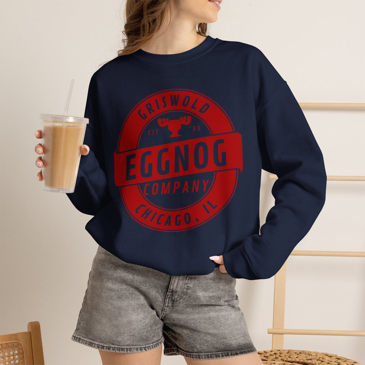 Griswold Eggnog Company graphic sweatshirt featuring Vintage Holiday Christmas Sweatshirt