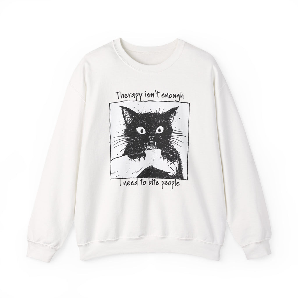 Additional photo of Therapy Isn’t Enough I Need to Bite People sweatshirt