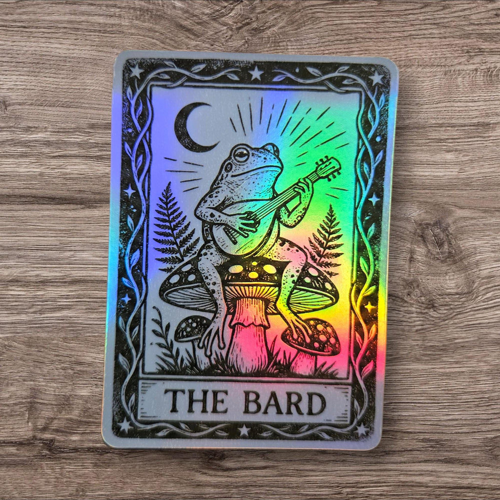 Bard Frog Vinyl Sticker, Fantasy Tarot Art