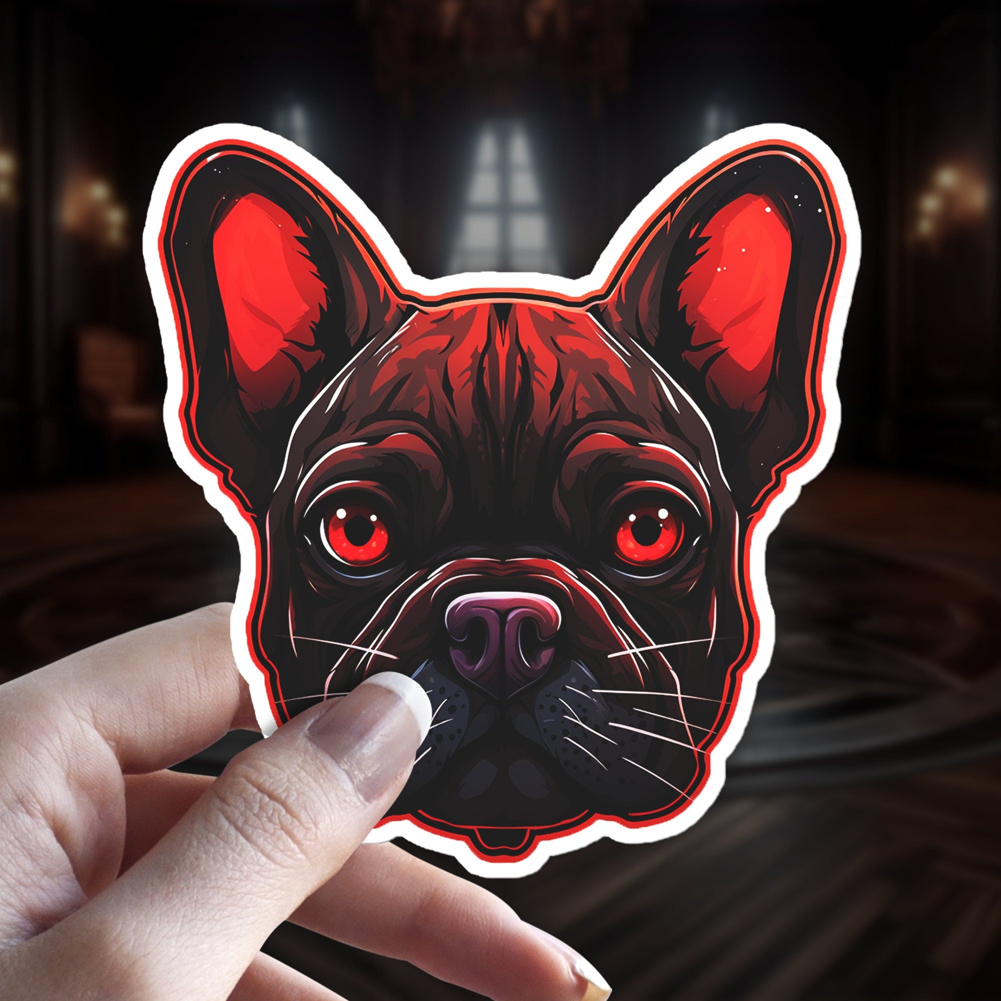 Holographic French Bulldog Sticker: Witchy Gothic Dog Breed Art