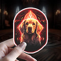 Gothic Golden Retriever Sticker | Dark Stained Glass Dog Vinyl Decal for Water Bottles & Laptops