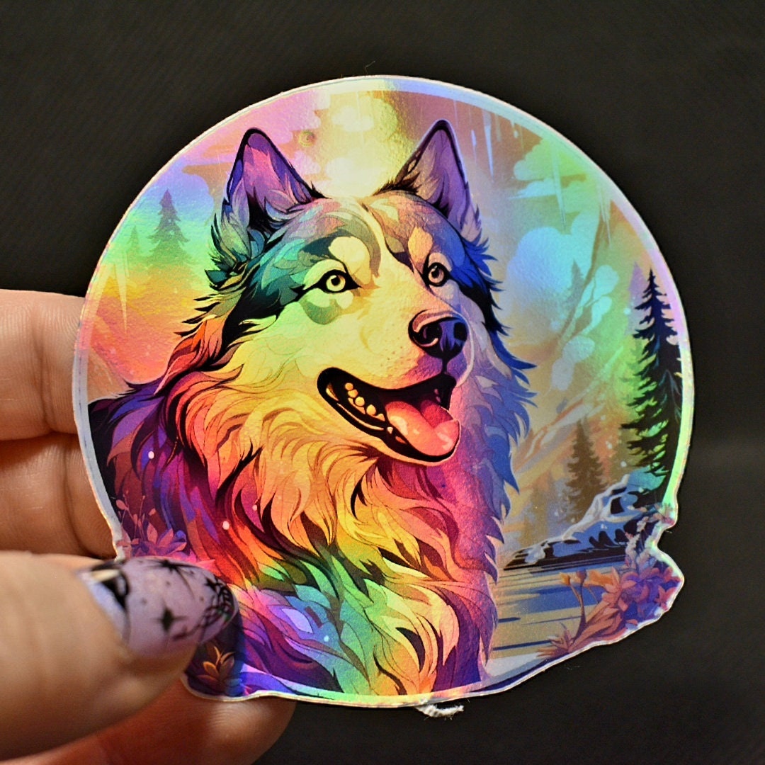 Holographic Siberian Husky Sticker: Dog Lover Gift