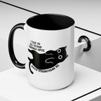 I Can Do All Things Through Spite mug featuring Funny Black Cat 15 oz Coffee Mug