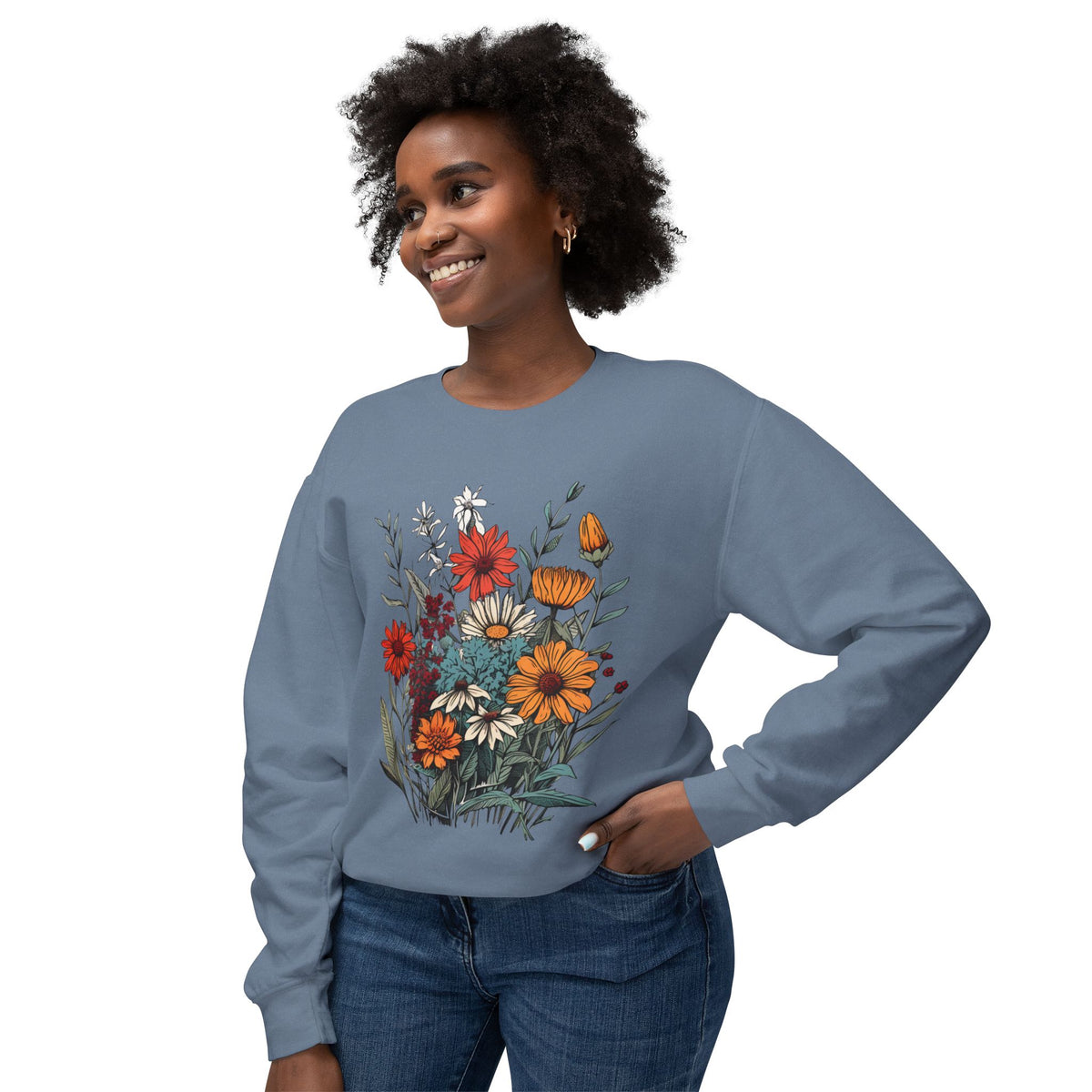 Vintage Wildflower Bouquet graphic sweatshirt featuring Botanical Cottagecore