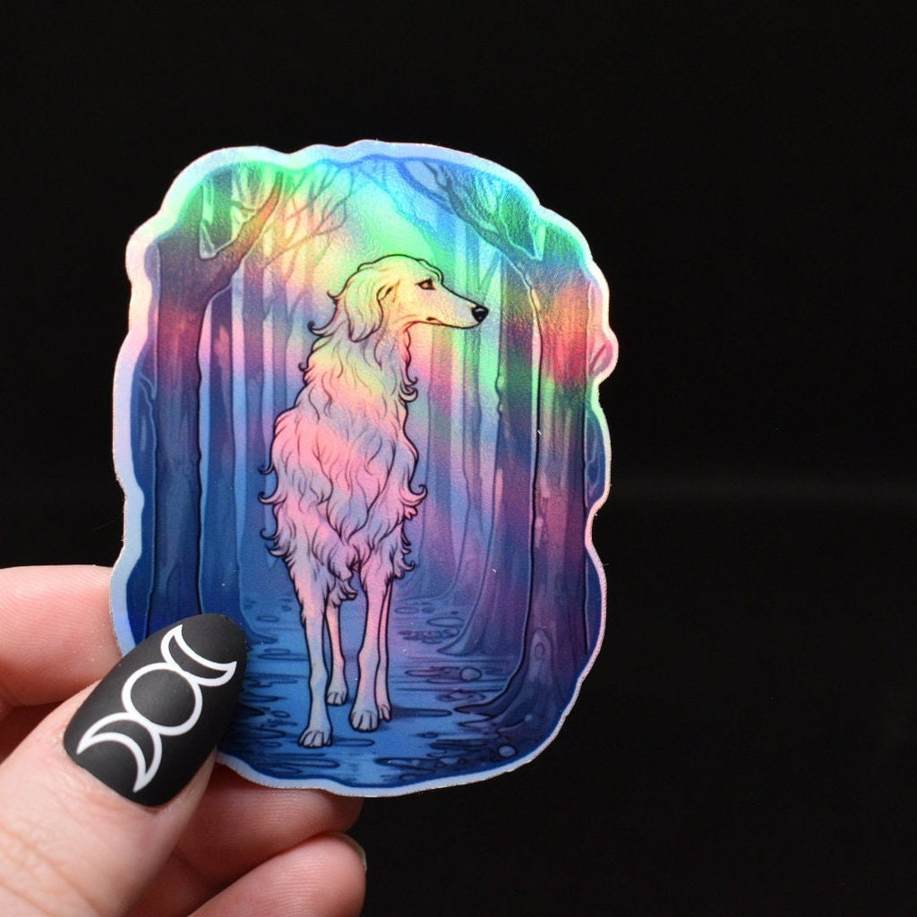 Mystical Borzoi Sticker | Ethereal Dog Vinyl Decal for Water Bottles & Laptops