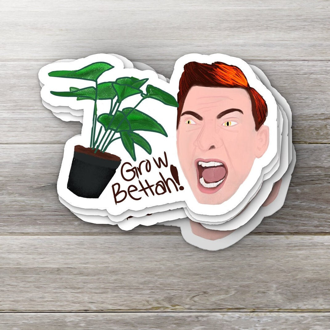 Good Omens Crowley 'Grow Bettah' Sticker - Waterproof Laptop Decal
