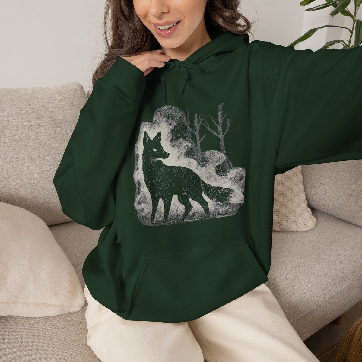 Additional photo of Wolf Silhouette — Night Forest Wolf Graphic hoodie