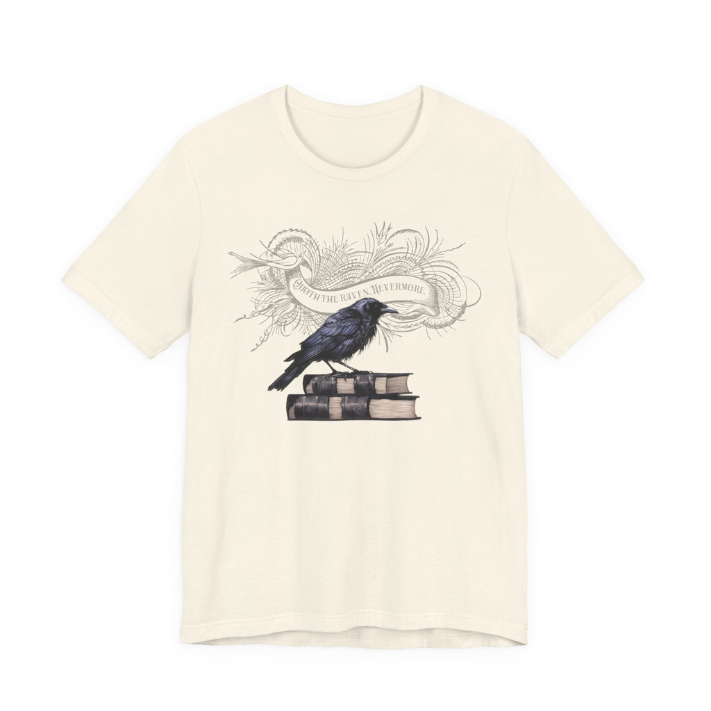 Raven on Books Tee — "The Raven" Edgar Allan Poe Quote Literary T‑Shirt