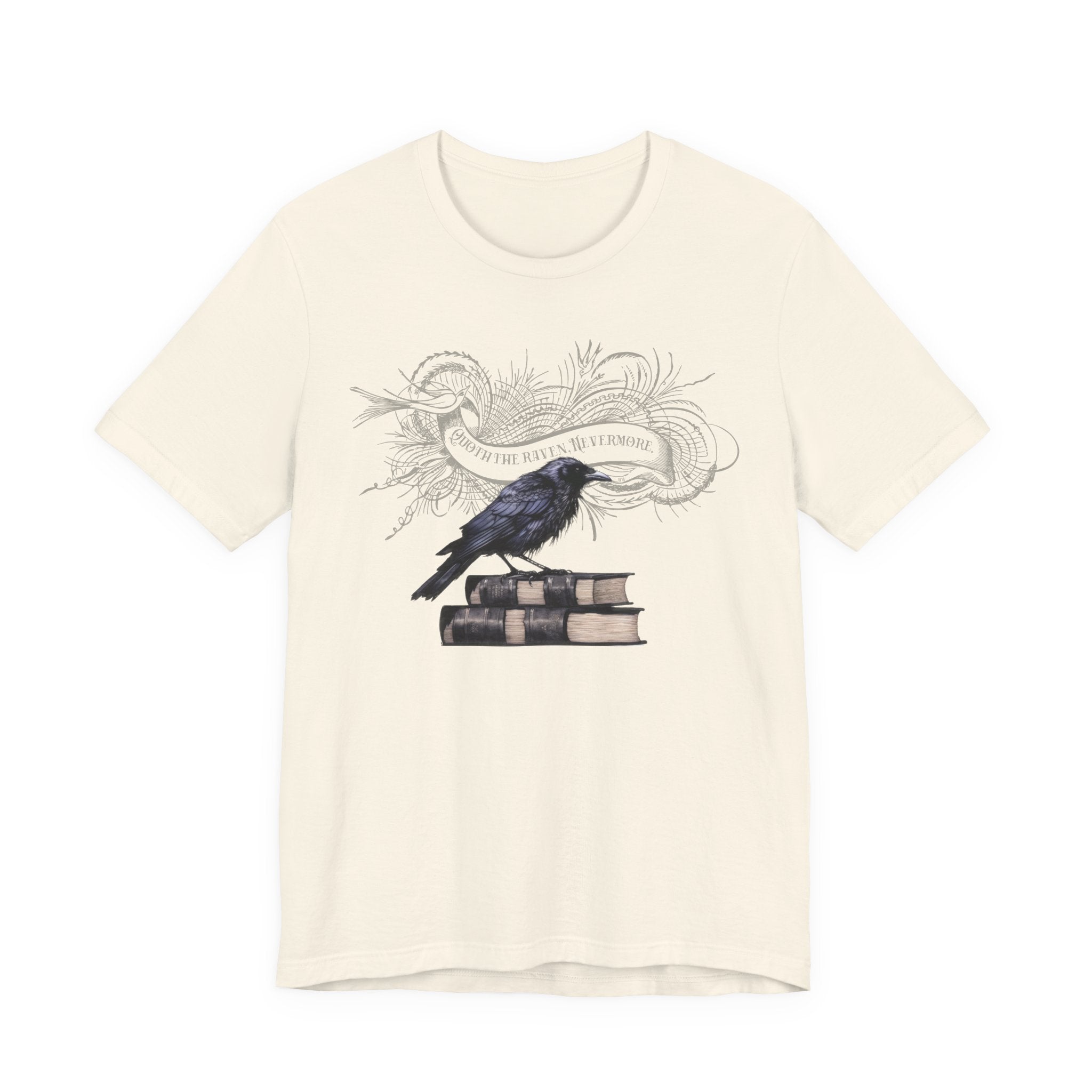Raven on Books Tee — "The Raven" Edgar Allan Poe Quote Literary T‑Shirt