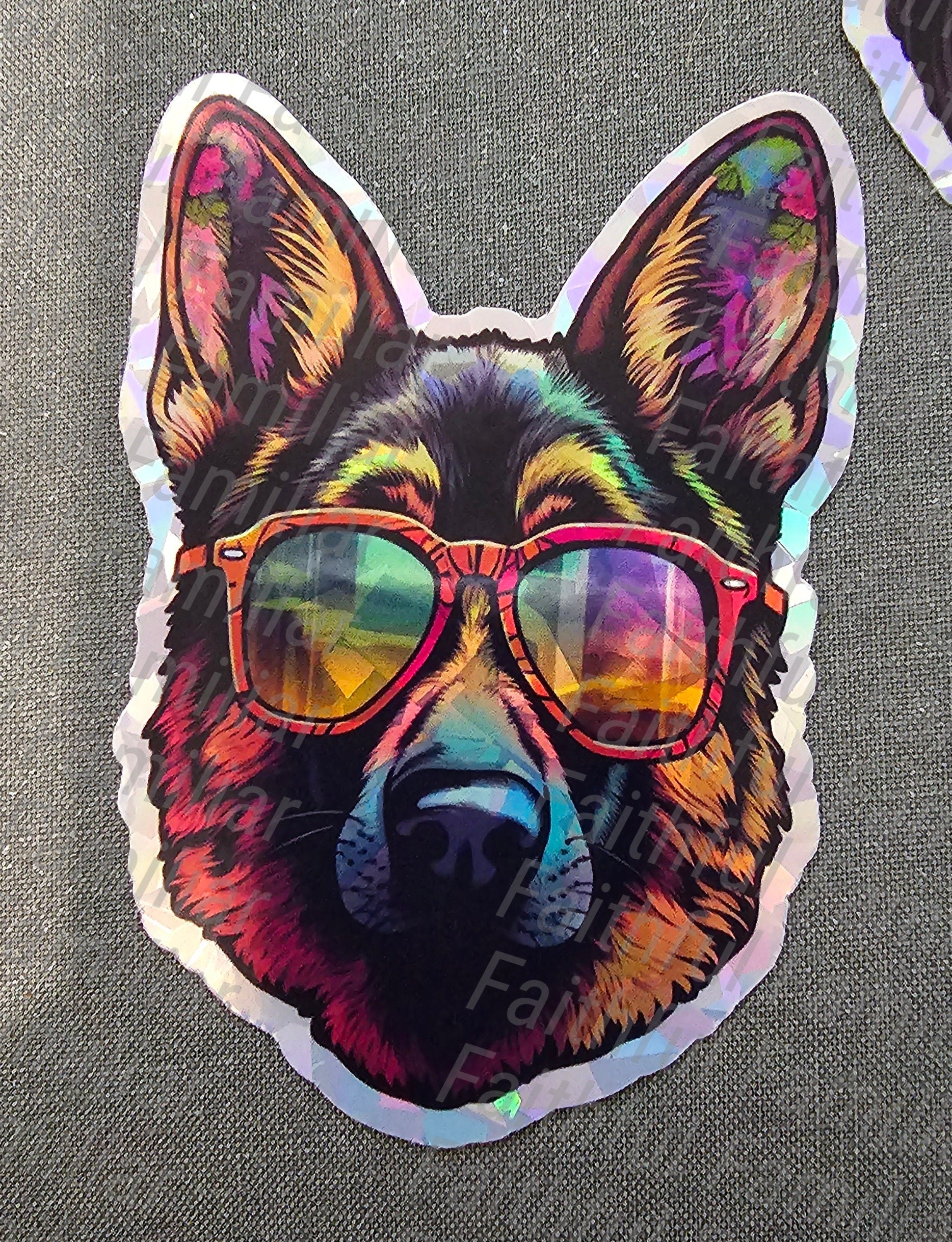 Trippy German Shepherd Sticker